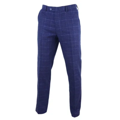 Men Tweed Wool Check Vintage 1920s Classic Tailored Fit Trousers Regular Length