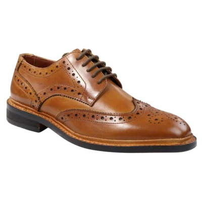 Men’s Oxford Brogue Shoes Leather Goodyear Brown Burgundy