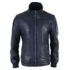 Infinity 5034 Men's Leather Bomber Jacket Blue Brown