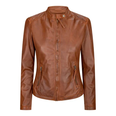 Women’s Real Leather Vintage Slim Fit Biker Timber Leather Jacket
