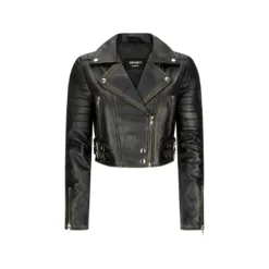 Infinity Women's Leather Jacket Cross Zip Biker Brando