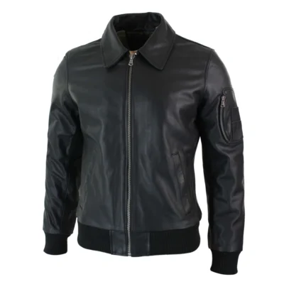 Men Genuine Real Leather Harrington Bomber MA1 Classic Pilot MOD Jacket