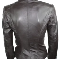 URBN 2131 Women's Leather Jacket Biker Black Wine Brown
