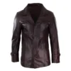 Infinity Charlie Men's Leather Coat Jacket Wine Black Fit