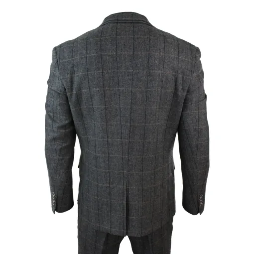 Cavani Albert Men's 3 Piece Tweed Check Grey Navy Suit