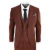 TruClothing 281-02 Mens Brown 3 Piece Tweed Herringbone Suit