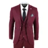 TruClothing Draco Men's Wine Check Tweed 3 Piece Suit