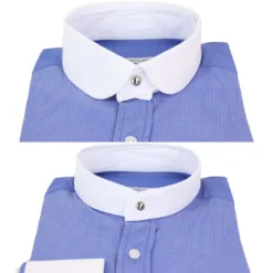 Giobellini Men's Polka Shirt Collar Nehru Collarless