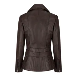 Infinity 2810 Women's Brown Real Leather Belted Jacket