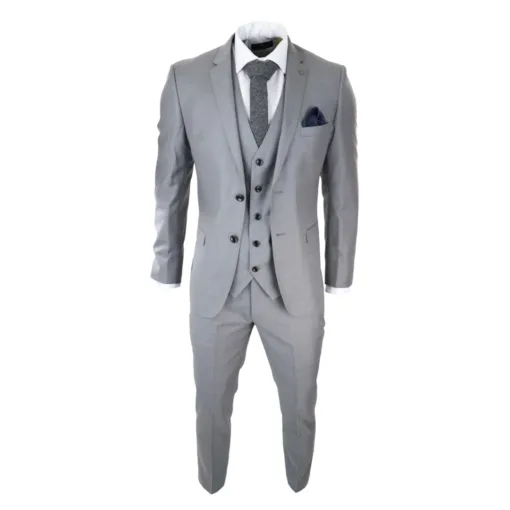 Paul Andrew Charles Men's Grey 3 Piece Summer Grooms Suit