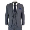 Paul Andrew Henry Men's 3 Piece Check Grey Blue Tweed Suit