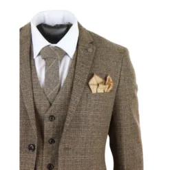 Paul Andrew Ralph Men's 3 Piece Tweed Check Tailored Suit