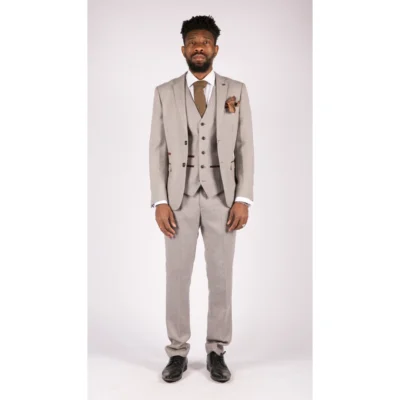 Men Cream Beige 3 Piece Suit Tweed Check Vintage Retro Peaky Blinders Tailored Fit 1920s