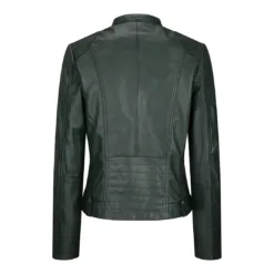 URBN Melody Women's Leather Olive Green Soft Biker Jacket