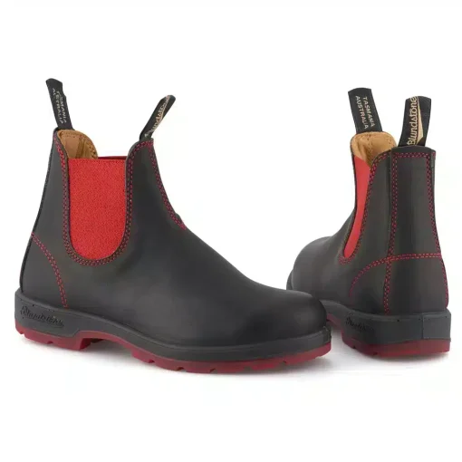 Blundstone 1316 Black Red Leather Chelsea Boots