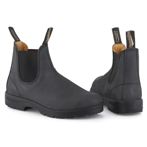 Blundstone 587 Rustic Black Leather Chelsea Ankle Boots