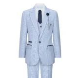 Cavani Caridi Boys 3 Piece Check Tweed Blue Peaky Suit