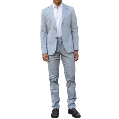 Men 2 Piece Summer Suit Light Blue Office Wedding Smart Casual Classic Italian Tailored Fit