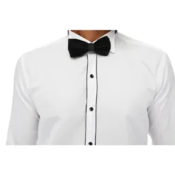 Ecca Men's Wing Collar Shirt Tuxedo White Black Double Cuff