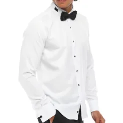 Ecca Men's Wing Collar Shirt Tuxedo White Double Cuff