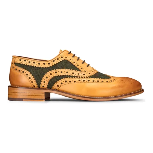 Gatsby Men's Tan Tweed Olive Leather Office | London Brogues