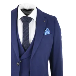 Harry Brown Eton Men's Wool 3 Piece Navy Blue Suit