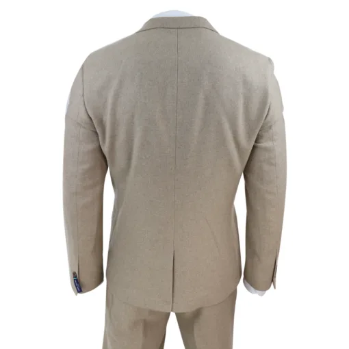 Harry Brown Men Wool 3 Piece Camel Double Breasted Suit