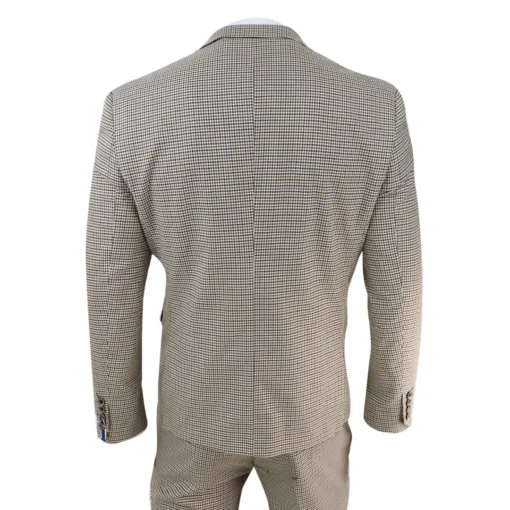 House of Cavani Elwood Men's Beige Navy Check Suit