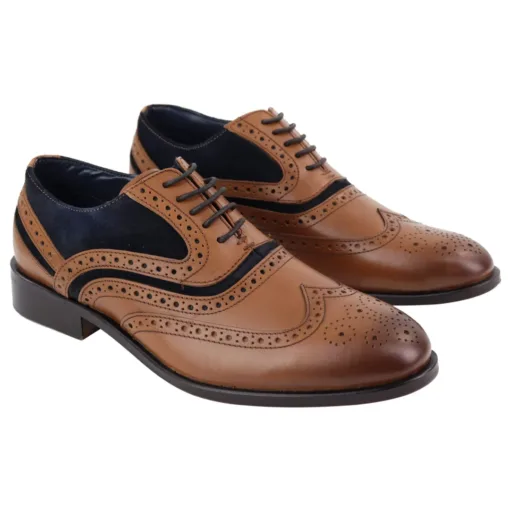 House of Cavani Harry Men's Leather Suede Oxford Brogues