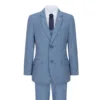 House of Cavani Wells Boys 3 Piece Wool Blue Tweed Suit