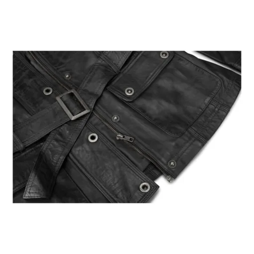 Infinity 1160 Women's Leather Chinese Collar Black Jacket