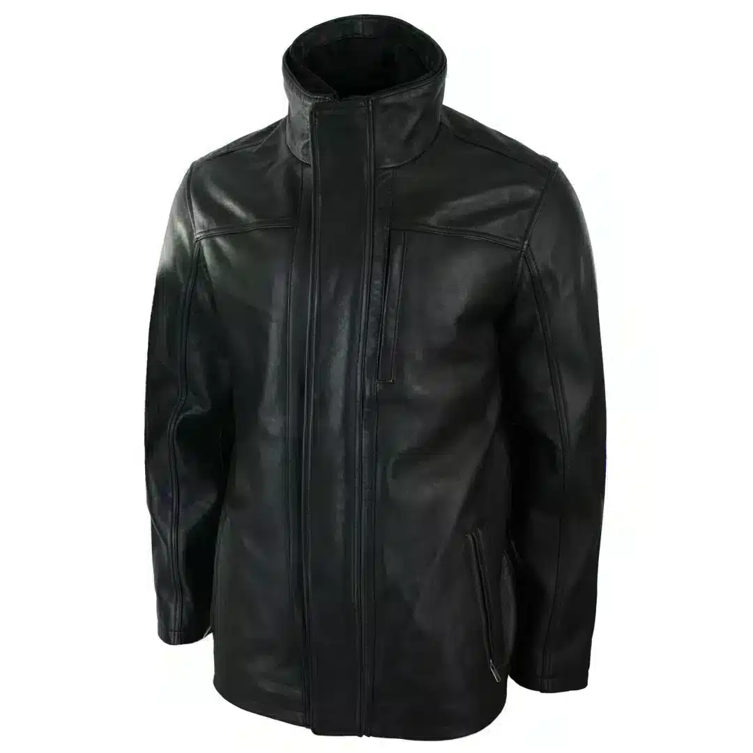 Infinity 1858 Men's 3/4 Leather Safari Coat Black Brown