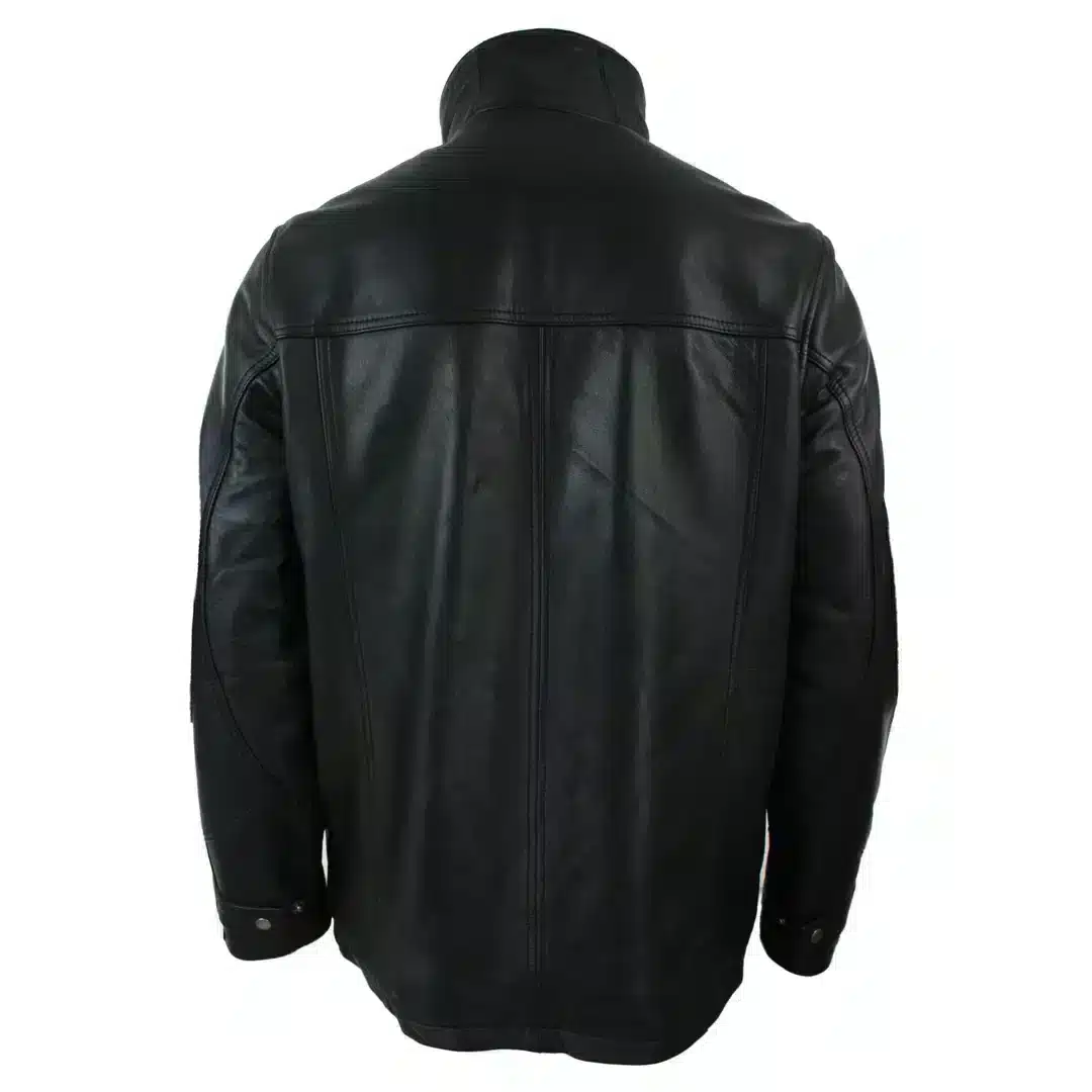 Infinity 1858 Men's 3/4 Leather Safari Coat Black Brown