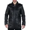 Infinity 2035 Men's Leather Parka Coat Black Brown Jacket