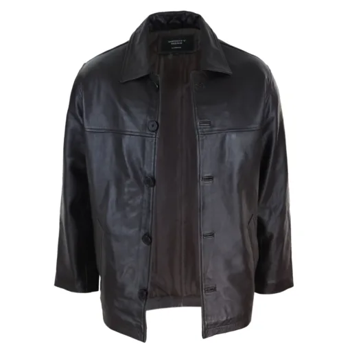 Infinity 449 Men's Leather Jacket Box Black Brown Coat