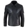 Infinity 5033 Men's Leather Jacket Black Tan Zipped Napa