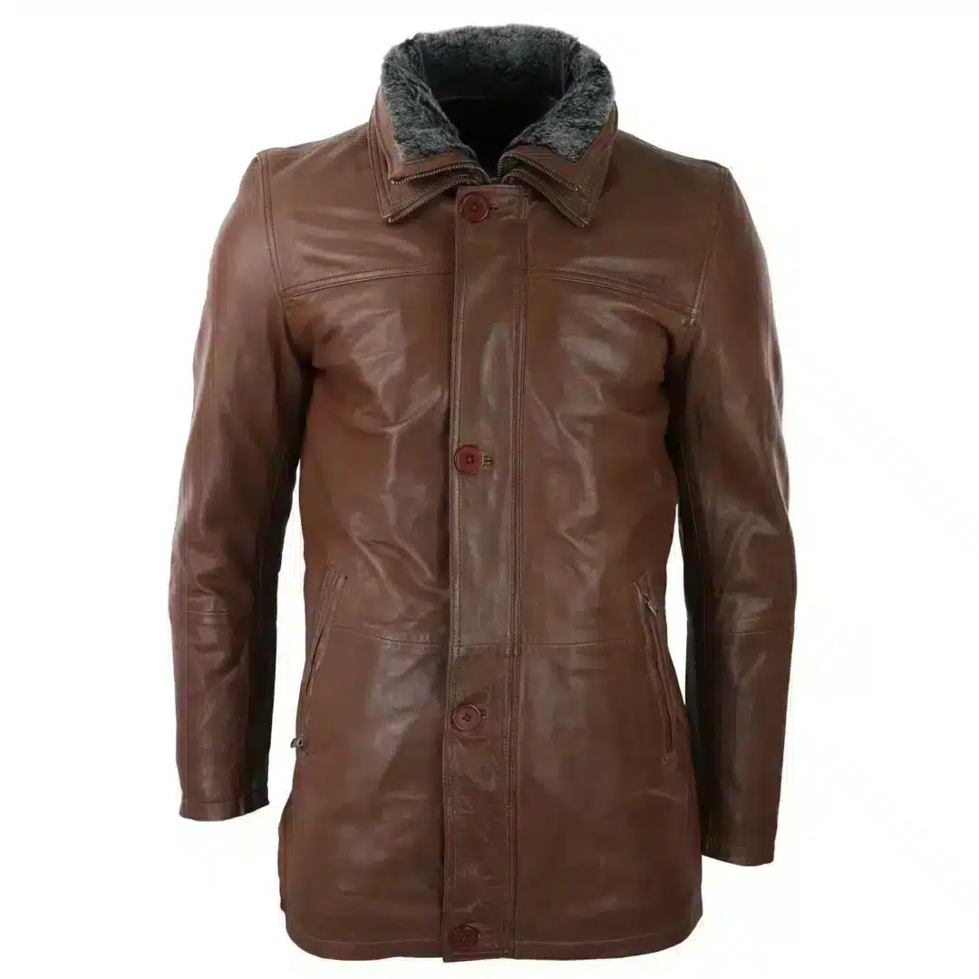 Infinity 5041 Men's 3/4 Leather Jacket Coat