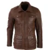Infinity 5042 Men's Brown 3/4 Jacket Leather Hunting Coat
