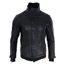 Infinity 5048 Men's Black Bomber Jacket Leather Stitch