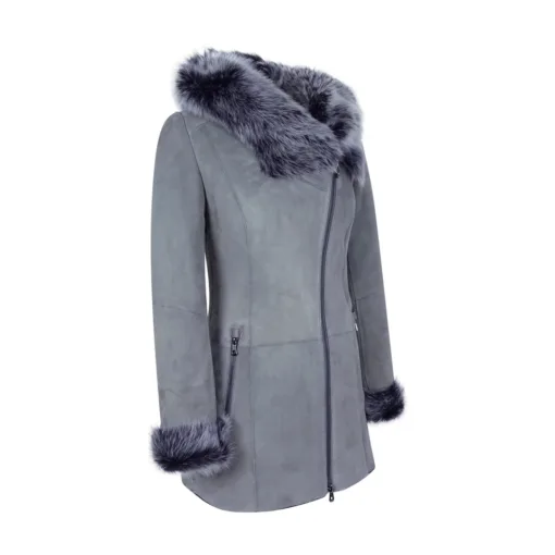 Infinity 5095 Womens Grey Suede Toscana Sheepskin Coat