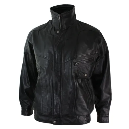 Infinity 702 Men's Bomber Black Nubuck Brown Leather Jacket