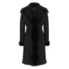 Infinity Black Luxury 3/4 Length Women Suede Sheepskin Coat