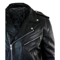 Infinity Brando Men Cross Zip Motorcycle Leather Jacket