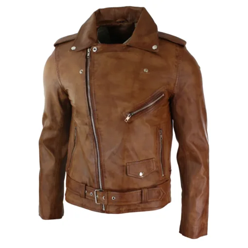 Infinity Brando Men's Cross Biker Motorcycle Leather Jacket