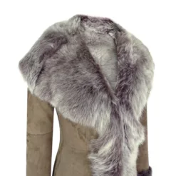 Infinity Brissa Women's Suede Hooded Sheepskin Leather Coat
