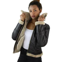 Infinity Glorius Women's Sheepskin Leather Brown Jacket