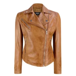 Infinity MB86 Women's Brando Tan Biker Napa Leather Jacket