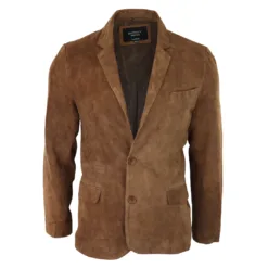 Infinity Mark Mens Suede Brown Blazer Jacket Leather