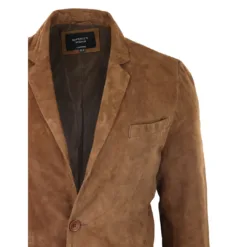 Infinity Mark Mens Suede Brown Blazer Jacket Leather