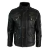 Infinity Men's Black Brown Military Leather Jacket